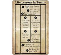 Oudrspo Lezioni di vita vintage Poster di conoscenza del tennis Targa in metallo e alluminio da 8x6 pollici Decorazione da parete