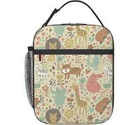 Oudrspo Lovely Animals Lunch Box Borsa termica riutilizzabile per il pranzo da donna, da uomo, adatta per campeggio, ufficio, scuola