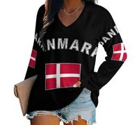 Oudrspo Maglietta a Maniche Lunghe da Donna con Bandiera della Danimarca, Camicette Casual Larghe