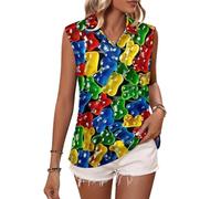 Oudrspo Magliette da Golf Senza Maniche da Donna con Scollo a V e Colletto a Tema Orsetti gommosi.