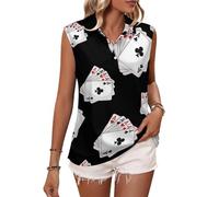 Oudrspo Magliette da Golf Senza Maniche da Donna con Scollo a V e Colletto, Ideali per Giocare a Poker nei Casinò e per Gli Amanti del Gioco D'Azzardo.