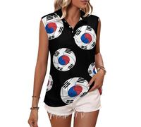 Oudrspo Magliette da Golf Senza Maniche da Donna con Scollo a V e Stampa della Bandiera della Corea del Sud