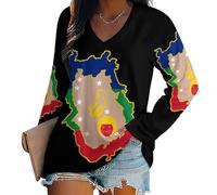 Oudrspo Mappa della Bandiera dell'Amazzonia, Venezuela, Maglietta a Maniche Lunghe da Donna, Camicette Casual Larghe