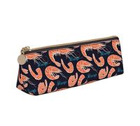 Oudrspo Modello di gamberetti Astuccio per matite di frutti di mare Astuccio per penne a triangolo Astuccio per matite portatile Organizer in pelle con cerniera Borsa cosmetica