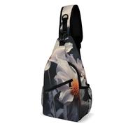 Oudrspo Modern Floral Painting Sling Bag for Men Women Crossbody Backpack Peony Flowers Blossoms Crossbody Bag Chest Bags for Travel Sport