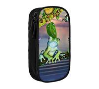 Oudrspo Molte rane cantano sui rami Farfalle estive Acqua del lago Astuccio grande stampato, astuccio resistente, borsa per cancelleria portatile, organizer per cancelleria