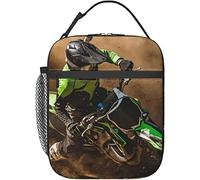 Oudrspo Motocross Grande Lunch Box Borsa termica riutilizzabile per il pranzo da donna, da uomo, adatta per il campeggio, la scuola, l'ufficio