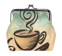 Oudrspo Multi-2 Coffee Time-56 Portafoglio da donna piccolo e compatto, portafoglio vintage, portamonete da donna con cerniera e chiusura a bacio