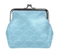 Oudrspo Multi-3 Portamonete con fibbia da donna, a forma di squama di pesce blu chiaro, con chiusura a bacio, portamonete