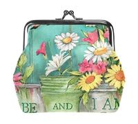 Oudrspo Multi-8 Be Still Hummingbird daisy Portafoglio da donna con chiusura a bacio, piccolo portamonete con cerniera per donna, porta carte vintage, 4,3x4,7 pollici/11x12 cm