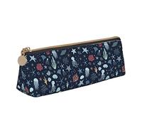 Oudrspo Multicolor Under The Sea Life Astuccio per cosmetici Astuccio per penne Astuccio triangolare in pelle Organizer per cancelleria con cerniera per ufficio per adulti