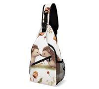 Oudrspo Nature Lovely Hedgehog Lovers Nature Sunset Deer Sling Bag Crossbody Chest Bag with Pockets, Shoulder Backpack for Hiking, Travel
