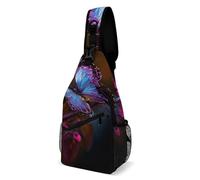Oudrspo Nice Butterfly Sling Bag for Men Women Crossbody Backpack Peony Flowers Blossoms Crossbody Bag Chest Bags for Travel Sport