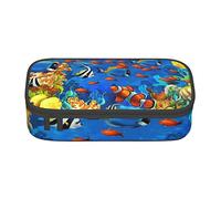 Oudrspo Ocean Tropical Fish Coral Undersea World Stampato resistente astuccio per cancelleria con scomparto con cerniera Astuccio portatile di grande capacità