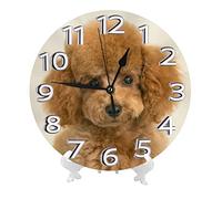 Oudrspo Orologio da parete con cucciolo di barboncino Orologio da parete rotondo silenzioso senza ticchettio Orologio da cucina per bagno 10 pollici