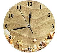 Oudrspo Orologio da parete conchiglie di mare Sand Nautilus Seashell Starfish Orologio rotondo silenzioso senza ticchettio Orologio da parete decorativo a batteria 10 pollici