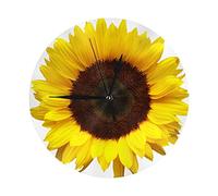 Oudrspo Orologio da parete rotondo con sfondo di girasole, rotondo da 10 pollici, facile da leggere, per l'home office e l'orologio scolastico