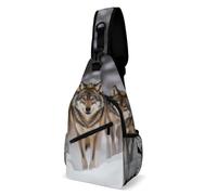 Oudrspo Pack of Wolves Borsa a tracolla per uomo e donna Zaino a tracolla con fiori di peonia Borsa a tracolla Borse a tracolla per viaggi e sport