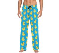 Oudrspo Pantaloni da iama da Uomo Morbidi e Leggeri, da Salotto, da Notte, Carini, a Forma di paperella Gialla, con Tasche e Coulisse