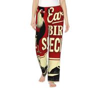 Oudrspo Pantaloni da Pigiama da Donna con Motivo Il Canto del Gallo nella Fattoria, Comodi Pantaloni da Salotto Elasticizzati, Pantaloni Casual da Donna