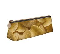 Oudrspo Patatine fritte Snack Pattern Astuccio per matite Astuccio per penne a triangolo Astuccio per matite portatile Organizer in pelle con cerniera Borsa cosmetica