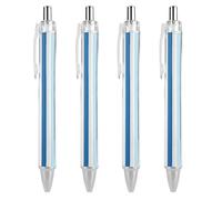 Oudrspo Penna a sfera a righe blu, marrone e crema, retrattile, con inchiostro nero liscio, per ufficio, 4 pezzi
