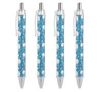 Oudrspo Penna a sfera a scatto con inchiostro nero liscio e penna a sfera a forma di medusa e corallo, articoli per ufficio, 4 pezzi