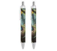 Oudrspo Penna a sfera con inchiostro colorato a forma di medusa, sottile, retrattile, inchiostro nero da 0,5 mm, per scrivere e firmare, per casa, scuola e ufficio, 2 pezzi