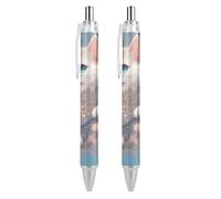 Oudrspo Penna a sfera con inchiostro colorato a forma di medusa, stile 23, sottile, retrattile, inchiostro nero da 0,5 mm, per scrivere e firmare, per casa, scuola e ufficio, 2 pezzi