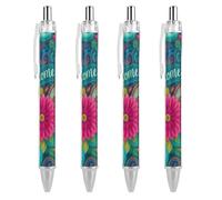 Oudrspo Penna a sfera con inchiostro nero e penna a sfera a scomparsa Welcome Paisley Flowers, articoli per ufficio, 4 pezzi