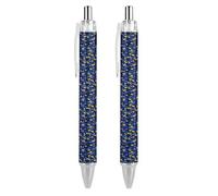 Oudrspo Penna a sfera con motivo a pois blu, penna a sfera con inchiostro gel, retrattile, punta fine da 0,5 mm, per scuola, ufficio, motivo a pois blu, 1 pezzo