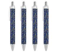 Oudrspo Penna a sfera con motivo a pois blu, penna a sfera con inchiostro gel, retrattile, punta fine da 0,5 mm, per scuola, ufficio, motivo a pois blu, 1 pezzo