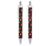 Oudrspo Penna a sfera divertente con bandiera americana e pomodori, stampata, retrattile, nera, con punta fine e corpo tondo, 0,5 mm, 1/2/4 pezzi