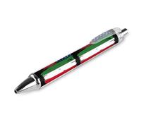 Oudrspo Penna a sfera divertente con bandiera degli Stati Uniti e dell'Italia, stampata, retrattile, nera, con punta fine e corpo tondo, 0,5 mm, 1/2/4 pezzi
