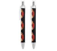 Oudrspo Penna a sfera divertente con bandiera italiana e pizza, stampata, retrattile, nera, con punta fine e corpo tondo, 0,5 mm, 1/2/4 pezzi