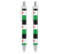 Oudrspo Penna a sfera divertente con bandiera palestinese libera, stampata, retrattile, nera, con punta fine e corpo tondo, 0,5 mm, 1/2/4 pezzi