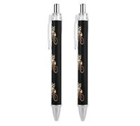 Oudrspo Penna a sfera divertente con stampa a forma di procione, retrattile, nera, con punta fine e corpo rotondo, 0,5 mm, 1/2/4 pezzi