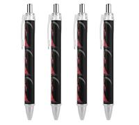Oudrspo Penna a sfera divertente Grim Reaper stampata, retrattile, nera, con corpo tondo, punta fine, 0,5 mm, 1/2/4 pezzi