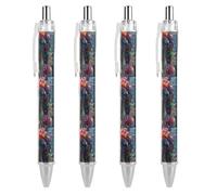 Oudrspo Penna a sfera divertente Sea Beautiful Princess1 stampata, retrattile, nera, con corpo tondo, punta fine, 0,5 mm, 1/2/4 pezzi