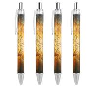 Oudrspo Penna a sfera Galaxy Tree of Life con inchiostro nero e retrattile, penne a sfera per ufficio, 4 pezzi