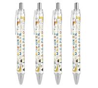 Oudrspo Penna a sfera nera con alfabeto e numeri, modello Dino, penna a sfera, scrittura, penne in gel retrattili, punta fine da 0,5 mm, per scuola e ufficio, modello Dino, 2 pezzi