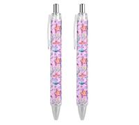 Oudrspo Penna a sfera nera con motivo a medusa, penna a sfera, penna a sfera, scrittura, penne in gel retrattili, punta fine da 0,5 mm, per scuola e ufficio, motivo a medusa, 2 pezzi