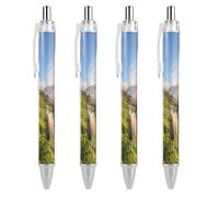 Oudrspo Penna a sfera retrattile Castle Scottish Countryside Sheeps da 0,5 mm, inchiostro nero, scrittura, accessori per prendere appunti per ufficio, 4 pezzi