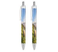 Oudrspo Penna a sfera retrattile Castle Scottish Countryside Sheeps da 0,5 mm, inchiostro nero, scrittura, accessori per prendere appunti per ufficio, 2 pezzi