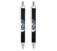 Oudrspo Penna a sfera retrattile con Babbo Natale che gioca a basket, 0,5 mm, scrittura, inchiostro nero, accessori per prendere appunti per ufficio, 2 pezzi