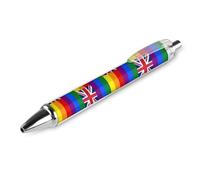 Oudrspo Penna a sfera retrattile con bandiera arcobaleno LGBT del Regno Unito, punta fine da 0,5 mm, inchiostro nero, forniture per ufficio per insegnanti e infermieri