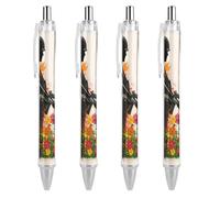 Oudrspo Penna a sfera retrattile con inchiostro nero e scritta Violent Soldier & Flowers, 4 pezzi.