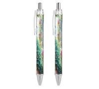 Oudrspo Penna a sfera retrattile con pavone in piedi in giardino, 0,5 mm, scrittura, inchiostro nero, accessori per prendere appunti per ufficio, 2 pezzi