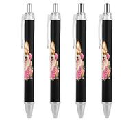 Oudrspo Penna a sfera retrattile I Love Corgi Dog da 0,5 mm, scrittura, inchiostro nero, accessori per prendere appunti per ufficio, 4 pezzi