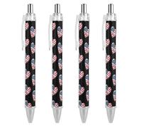 Oudrspo Penna a sfera retrattile I Love US da 0,5 mm, scrittura, inchiostro nero, accessori per prendere appunti per ufficio, 4 pezzi